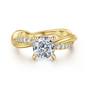 Gabriel Panelope 14 Karat Yellow Gold Twisted Cushion Cut Diamond Engagement Ring ER16669C6Y44JJ