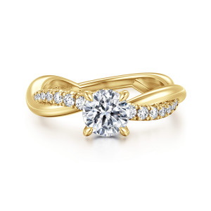 Gabriel Panelope 14 Karat Yellow Gold Twisted Round Diamond Engagement Ring ER16669R3Y44JJ