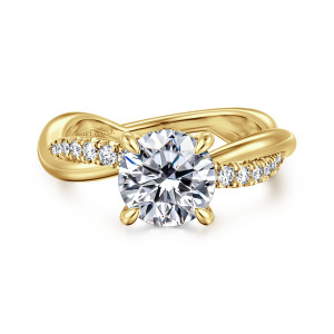 Gabriel Panelope 14 Karat Yellow Gold Twisted Round Diamond Engagement Ring ER16669R6Y44JJ