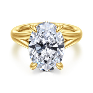 Gabriel Sanah 14 Karat Yellow Gold Split Shank Oval Diamond Engagement Ring ER16683O20Y44JJ