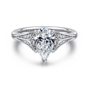 Gabriel Taye 14 Karat White Gold Split Shank Pear Shape Diamond Engagement Ring ER16704P6W44JJ