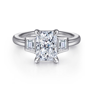 Gabriel Lyon 14 Karat White Gold Radiant Cut Three Stone Diamond Engagement Ring ER16715N8W43JJ