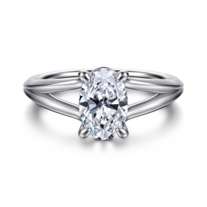 Gabriel Annie 14 Karat White Gold Split Shank Oval Diamond Engagement Ring ER16730O6W4JJJ