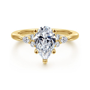 Gabriel Arletta 14 Karat Yellow Gold 5 Prong Pear Shape Diamond Engagement Ring ER16855P6Y44JJ