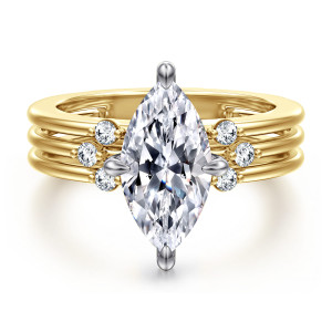 Gabriel Editta 14 Karat White and Yellow Gold Compass Prong Marquise Diamond Engagement Ring ER16951M8M44JJ