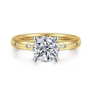 Gabriel Cally 14 Karat White and Yellow Gold Round Diamond Engagement Ring ER16977R6M44JJ