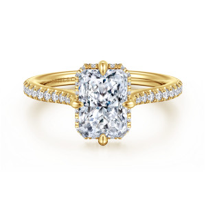 Gabriel Seine 14 Karat Yellow Gold Compass Prong Radiant Cut Diamond Engagement Ring ER16997N8Y44JJ