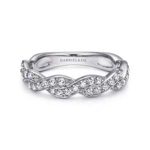 Gabriel 14 Karat White Gold Diamond Matching Wedding Band WB10226W44JJ
