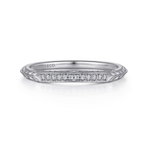 Gabriel 14 Karat White Gold Vintage Diamond Matching Wedding Band WB12141R2W44JJ