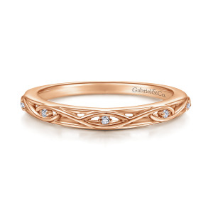 Gabriel 14 Karat Rose Gold Diamond Matching Wedding Band WB14439R4K44JJ