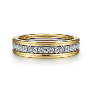 Gabriel 14 Karat White and Yellow Gold Matching Wedding Band WB16303O8M44JJ
