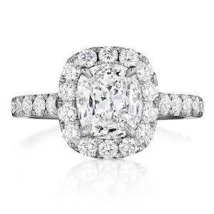 Henri Daussi AMKL Cushion Halo Diamond Engagement Ring