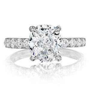 Henri Daussi AXB Cushion Diamond Solitaire Engagement Ring
