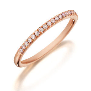 Henri Daussi R1-2 Diamond Band Single Line of Fancy Light Pink Diamonds