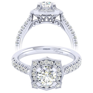 Taryn 14k White Gold Round Perfect Match Engagement Ring TE039B3ADW44JJ