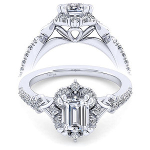 Taryn 14k White Gold Emerald Cut Halo Engagement Ring TE14411E4W44JJ