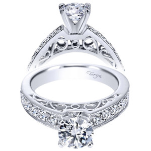 Taryn 14k White Gold Round Straight Engagement Ring TE5587W44JJ