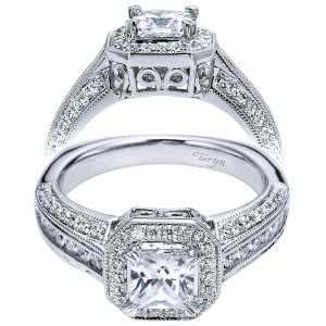 Taryn 14k White Gold Princess Cut Halo Engagement Ring TE6229W44JJ