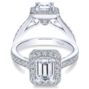 Taryn 14k White Gold Emerald Cut Halo Engagement Ring TE7528W44JJ