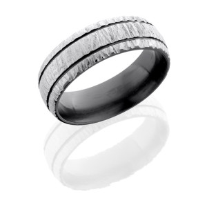 Lashbrook Z8D2.5 TREEBARK 1 SILVER Zirconium Wedding Ring or Band