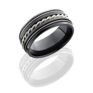 Lashbrook Z9D2Milbraid-SS Satin-Polish Zirconium Wedding Ring or Band