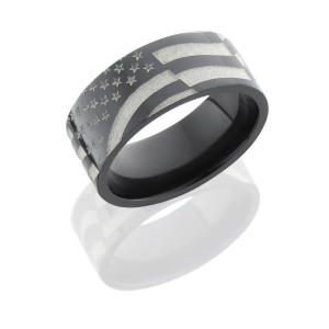 Lashbrook Z9F/WLCVAMERICANFLAG POLISH Zirconium Wedding Ring or Band