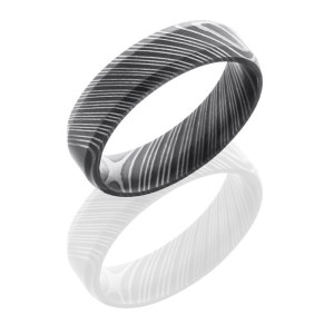 Lashbrook D6B Acid Damascus Steel Wedding Ring or Band