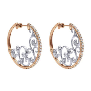 Gabriel Fashion 14 Karat Two-Tone Hoops Hoop Earrings EG12052T45JJ