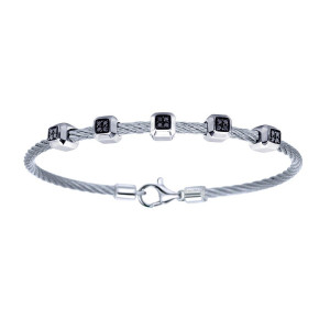 Gabriel Fashion Silver Two-Tone Hampton Stainless Steel Bangle Bracelet TB2689MXJBD