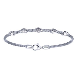 Gabriel Fashion Silver Two-Tone Hampton Stainless Steel Bangle Bracelet TB2685MX5JJ