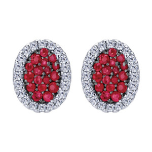 Gabriel Fashion Silver Pave Stud Earrings EG12176SVJMC