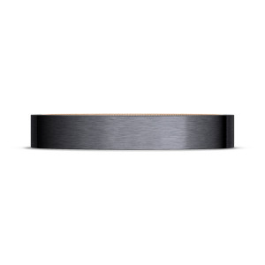 Tacori wedding band 1594BTRMLG top view showing flat satin brushed black titanium band with rose gold interior