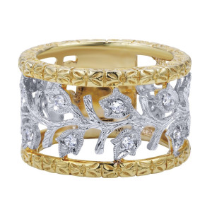 Gabriel Fashion 14 Karat Two-Tone Floral Ladies' Ring LR4594M45JJ