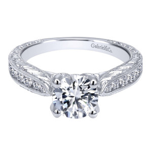 Gabriel 14 Karat Contemporary Engagement Ring ER10453W44JJ