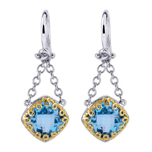 Gabriel Fashion Silver / 18 Karat Two-Tone Roman Drop Earrings EG11132MYJBT