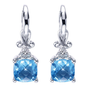 Gabriel Fashion 14 Karat Color Solitaire Drop Earrings EG10999W45BT