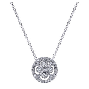 Gabriel Fashion 14 Karat Clustered Diamonds Necklace NK4958W44JJ