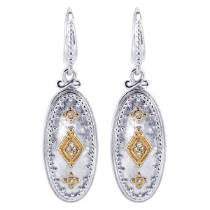 Gabriel Fashion Silver / 18 Karat Two-Tone Roman Drop Earrings EG11081MY5JJ