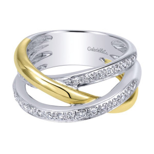 Gabriel Fashion 14 Karat Two-Tone Modern Ladies' Ring LR4196M44JJ