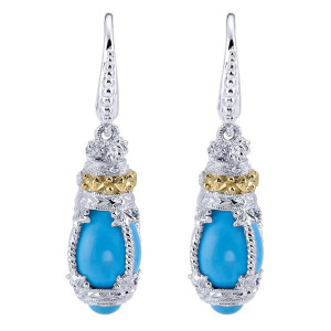 Gabriel Fashion Silver / 18 Karat Two-Tone Mediterranean Drop Earrings EG10917MYJ30