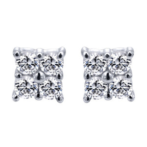 Gabriel Fashion 14 Karat Clustered Diamonds Stud Earrings EG9164W45JJ
