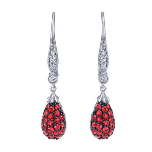 Gabriel Fashion 14 Karat Pave Drop Earrings EG12191W45RB
