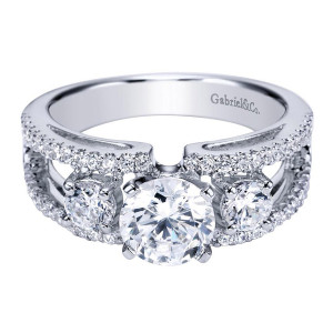 Gabriel 14 Karat Contemporary Engagement Ring ER4251W44JJ