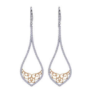 Gabriel Fashion 14 Karat Two-Tone Lace Drop Earrings EG11944T45JJ