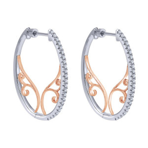Gabriel Fashion 14 Karat Two-Tone Hoops Fancy Earrings EG12080T45JJ