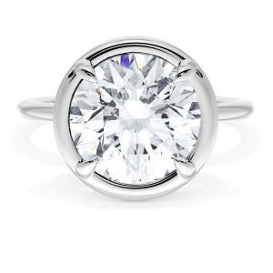 40417RD10 Platinum top view, round brilliant center stone framed by a polished circular metal border