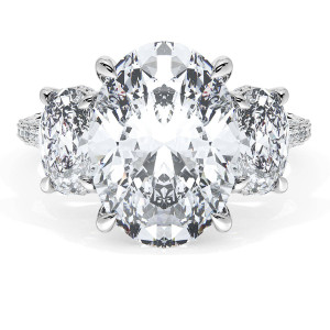 40927OV13X9534W top view: three stone ring with oval center and oval side diamonds