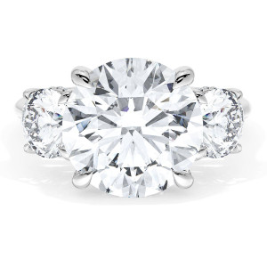 41227RD11W top view, round brilliant center with round side stones in white gold