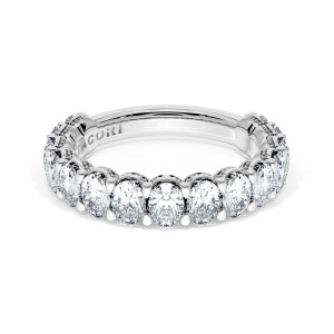 Tacori wedding band 4176534 Platinum angled view of oval diamonds with milgrain crescent frames