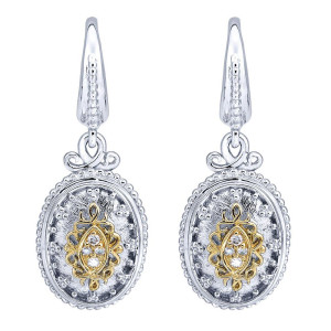 Gabriel Fashion Silver / 18 Karat Two-Tone Roman Drop Earrings EG11080MY5JJ